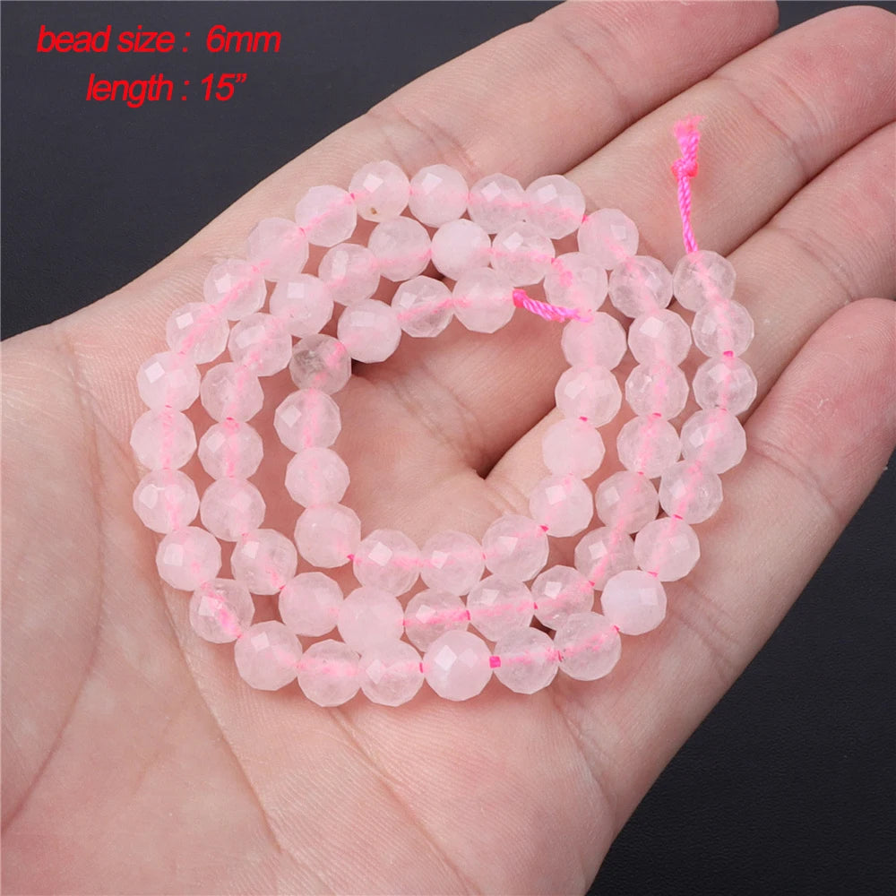 45 Style Natural Rose Quartz Bead Round Tube Crystal Loose Beads For Jewelry Making Handmade Diy Bracelet Necklace Accessories