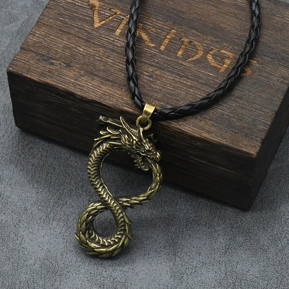 Retro Ouroboros Dragon Pendant Motorcycle Party Punk Articulated Snake Necklace Party Men Women Gift Jewelry