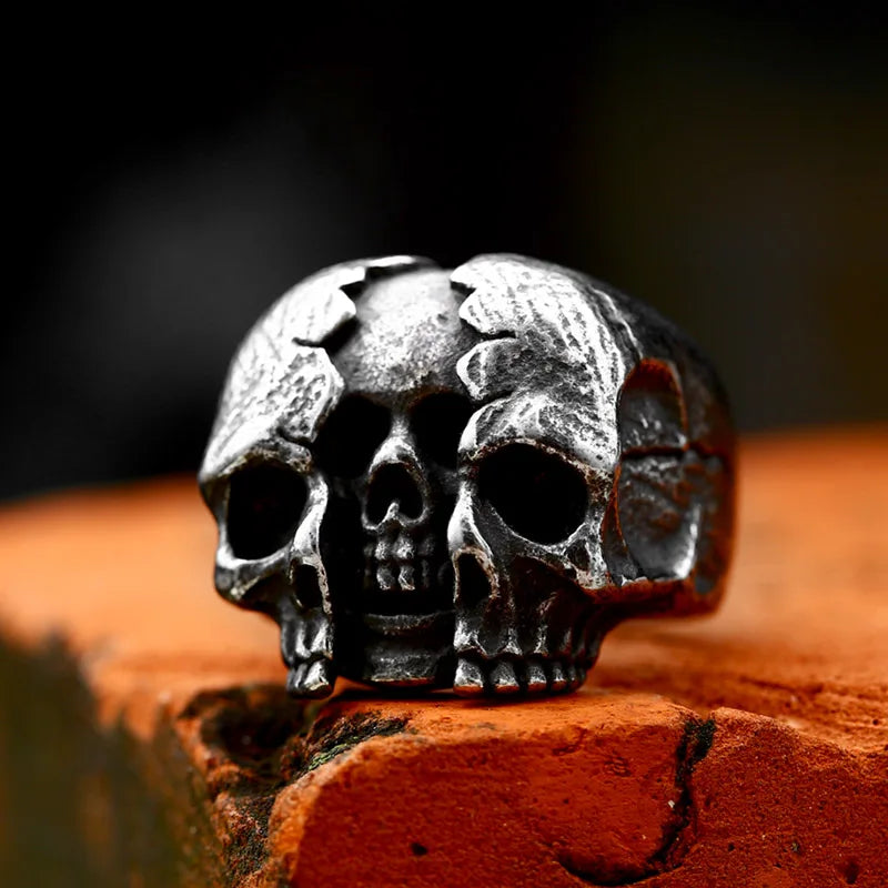BEIER 2024 Nouvelle Arrivée 316L Acier Inoxydable Gothique Cassé Squelette Crâne Anneau Pour Hommes Biker Gothique Bijoux En Gros