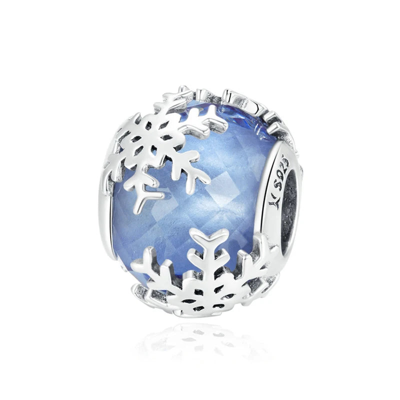 WOSTU 925 Sterling Silver Colorful Ocean Starfish Round Heart Charm Butterfly Murano Glass Bead Fit Original Bracelet DIY Gift
