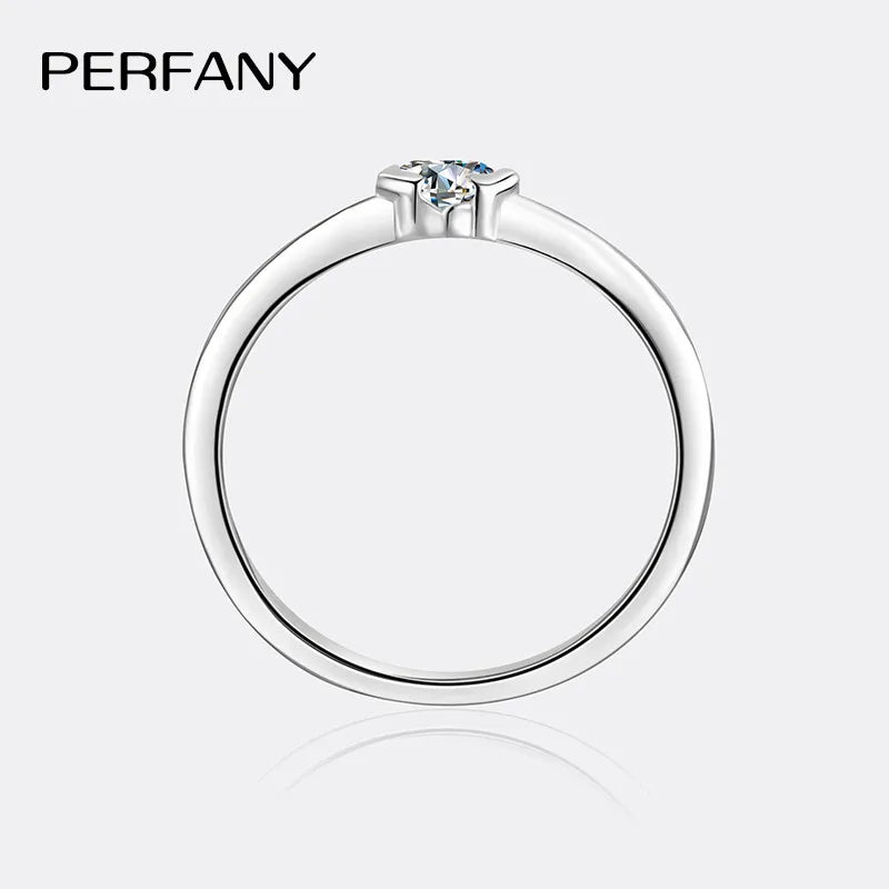 PERFANY 0.3CT Heart Cut Moissanite Ring for Women S925 Pure Silver Classic Wedding Ring Fashion Jewelry Party Gift - Madeinsea©