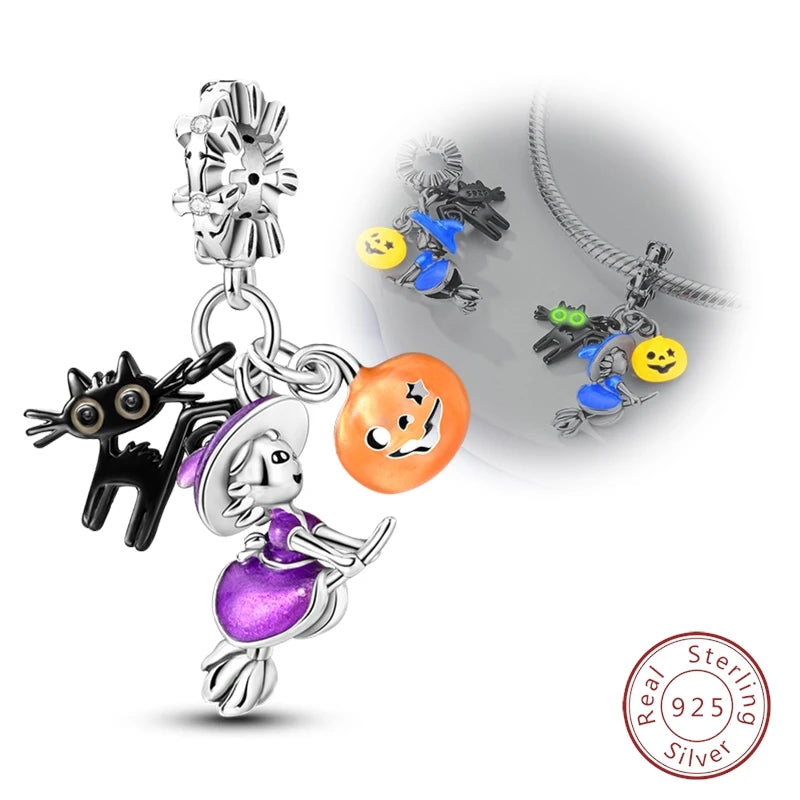 Halloween 925 Sterling Silver Design Charms Beads Pendants Suitable for Original Bracelet DIY Exquisite Making Jewelry