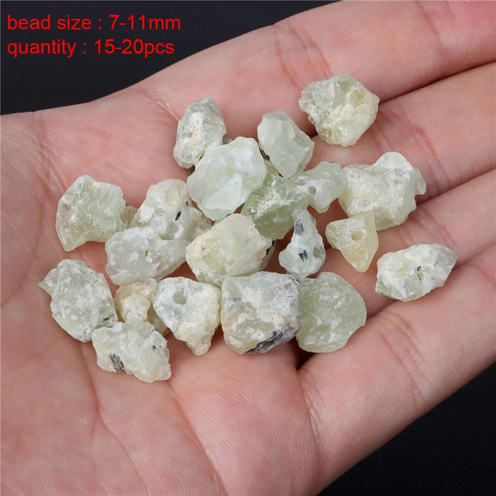 Natural Stone Beads Green Prehnites Round Faceted Loose Spacer Raw Chip Bead For Jewelry Making Needlework Diy Bracelet Necklace