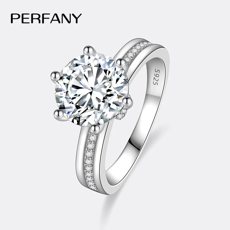 PERMANY 3CT Moissanite Ring For Women S925 Pure Silver Wedding Ring GRA Certified Laboratory Diamond Wedding Luxury Jewelry