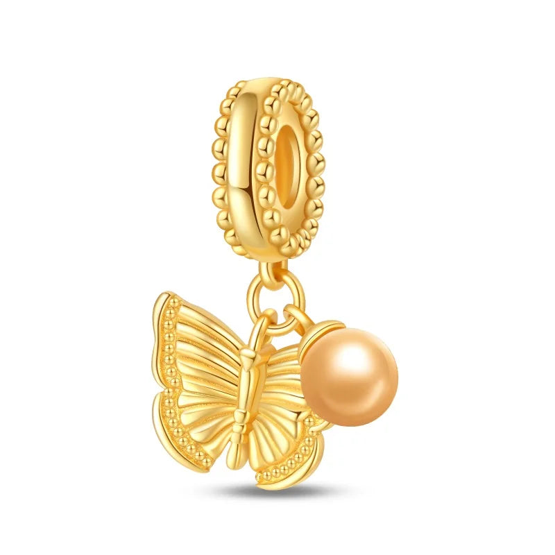 Original Charms Beads 925 Sterling Silver Golden Leopard Firefly Butterfly Hot Air Balloon Beads Fit DIY Bracelet Fine Jewelry