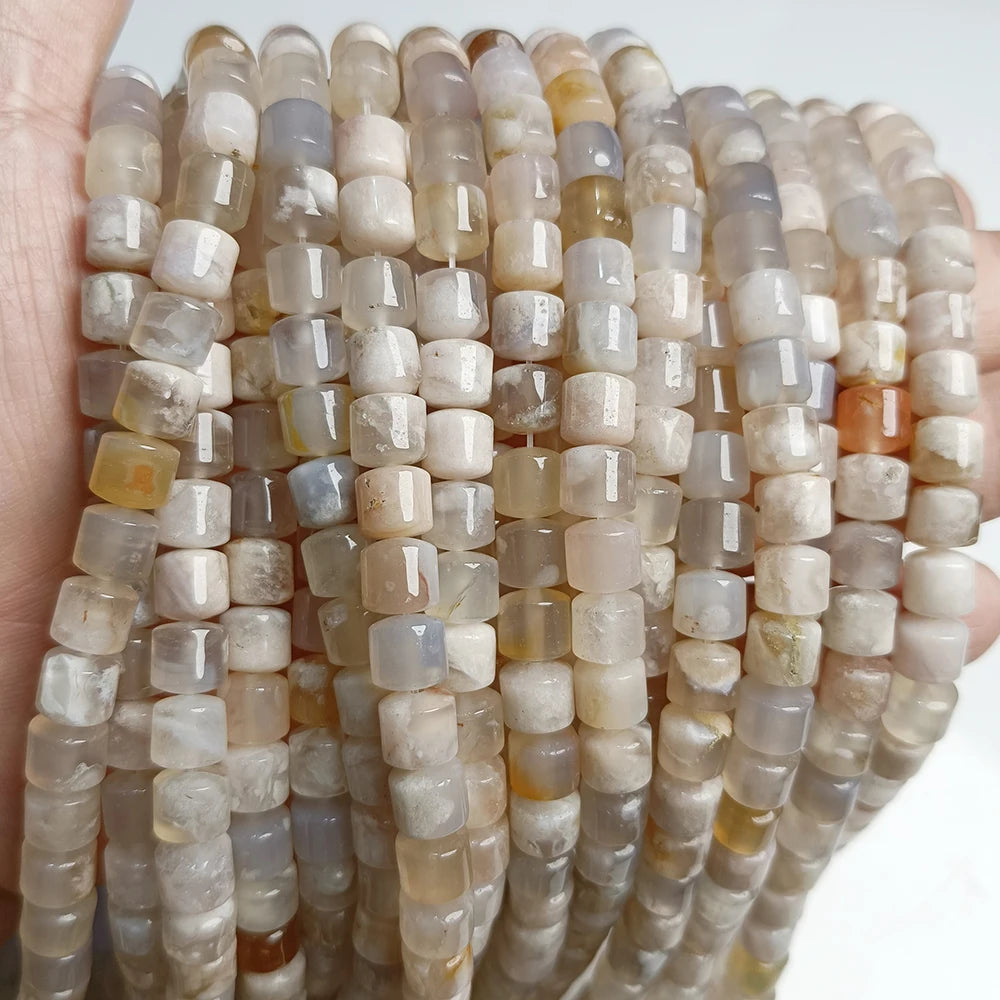 New Arrival Natural Sakura Agates Stone Bead Cherry Blossom Agat Rondelle Tube Loose Spacer Beads For Jewelry Making Accessories
