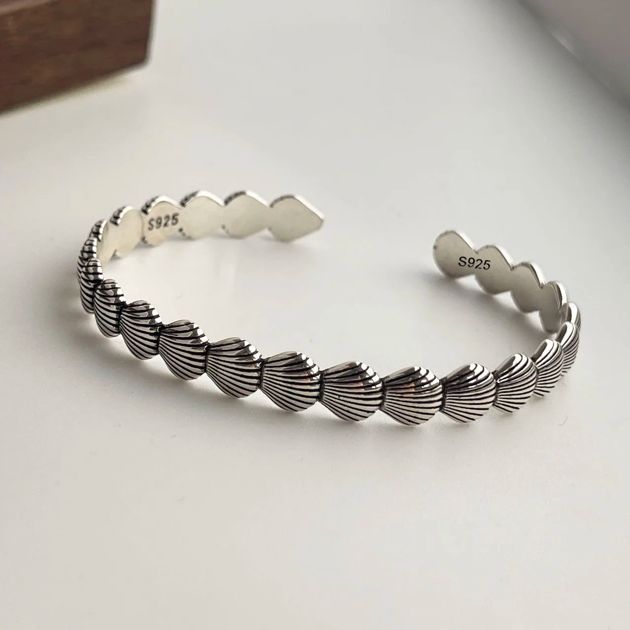 100% Solid 925 Sterling Silver Retro Bracelet for Women Men Vintage Handmade Flower Patern Bracelet Birthday Gift