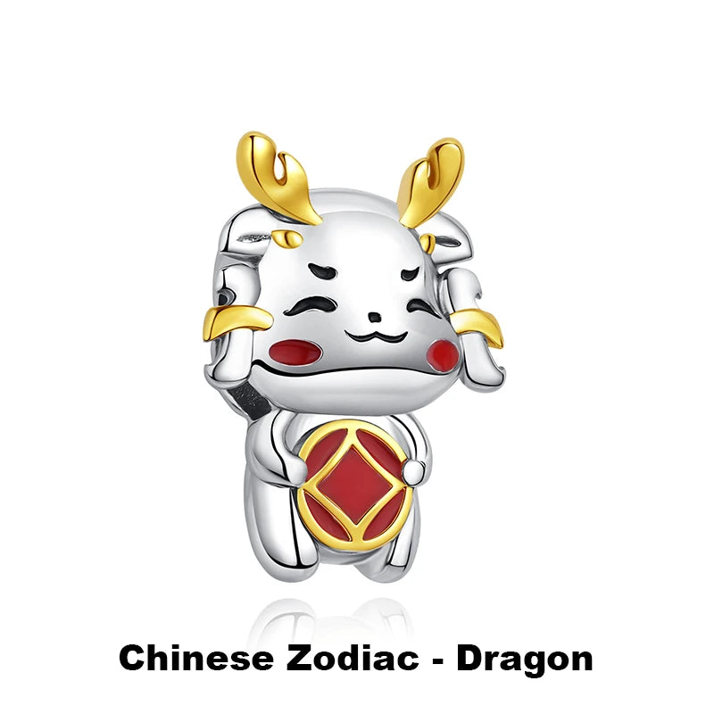 925 Sterling Silver Charms Beads Original Japanese Doll Fortune Cat Charm Fit Brand Bracelets Bangles DIY Jewelry For Women