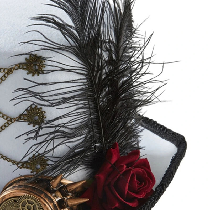 Chapeau haut-de-forme Steampunk pour homme avec lunettes, accessoire Steampunk pour Halloween.