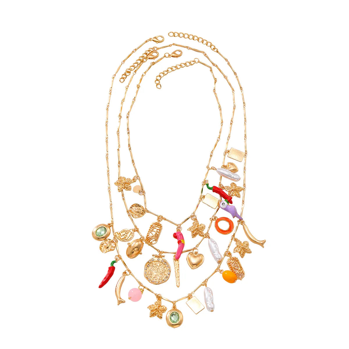 ZAA Chili Imitation Pearl Multi-layer Flower Starfish Cute Necklace