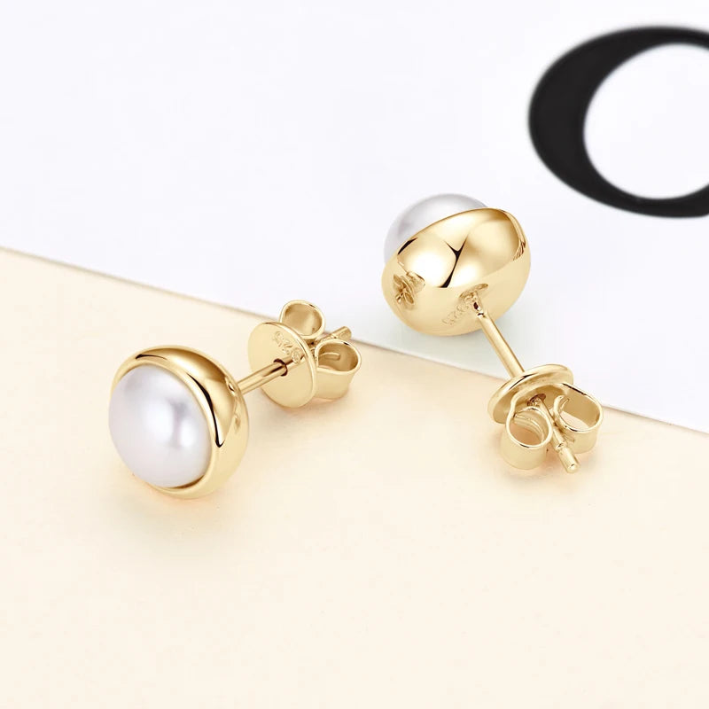 OXTAO 925 Sterling Silver Natural Freshwater Pearl Earrings 3.5-4mm/6.5-7mm Luxury Wedding Earrings for Women Gift