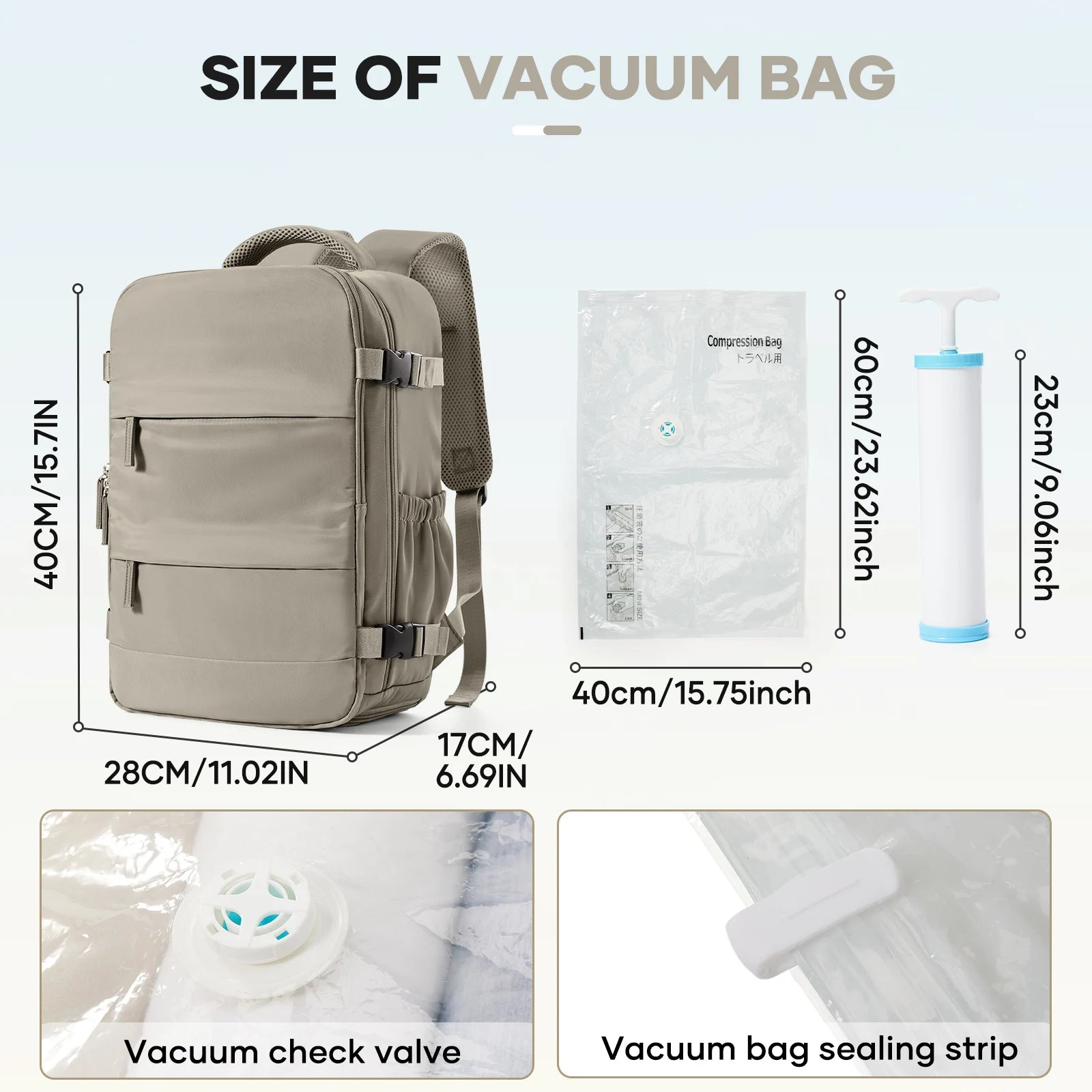 Vacuum Compression Bags Women Men Hand Luggage Ryanair 40x20x25 Trave Backpack, Business Laptop Bag Carry on School Backpack