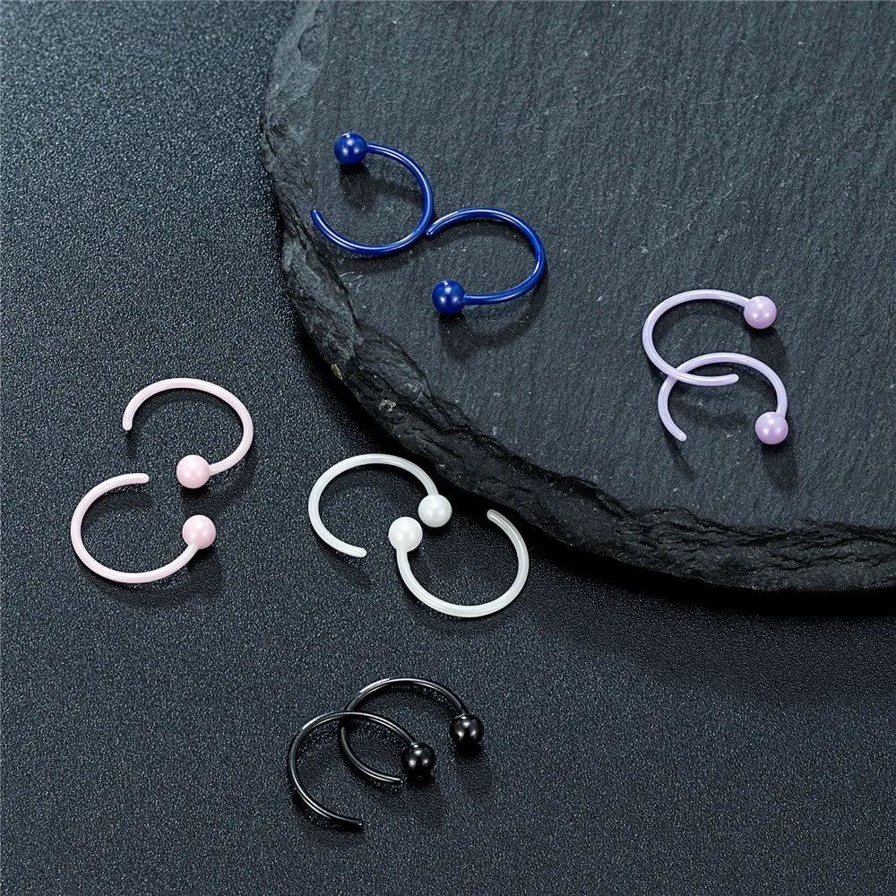 MKENDN 10MM Classical Hoop Earrings Hypoallergenic Bioceramic Earrings for Healing Piercings Medical Grade Studs Ear Gifts - Madeinsea©