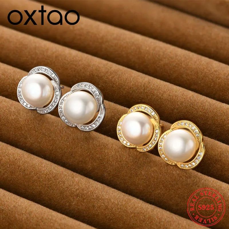 8.5-9mm White Freshwater Pearl Petal Earrings Ladies Elegant Ear Jewelry Valentine's Day Girlfriend Birthday Wedding Gift