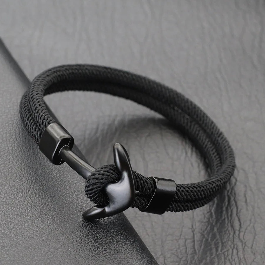 New Men Anchor Bracelet 2025 Handcrafted Nautical Wrap Rope Braslet Beach Surfing Casual Jewelry Lucky Red Thread Braclet Joias