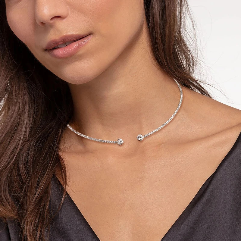 OXTAO GRA Certified Moissanite Love Heart Choker Necklace 6x6mm 925 Sterling Silver Clavicular Chain Wedding Party Jewelry Gift