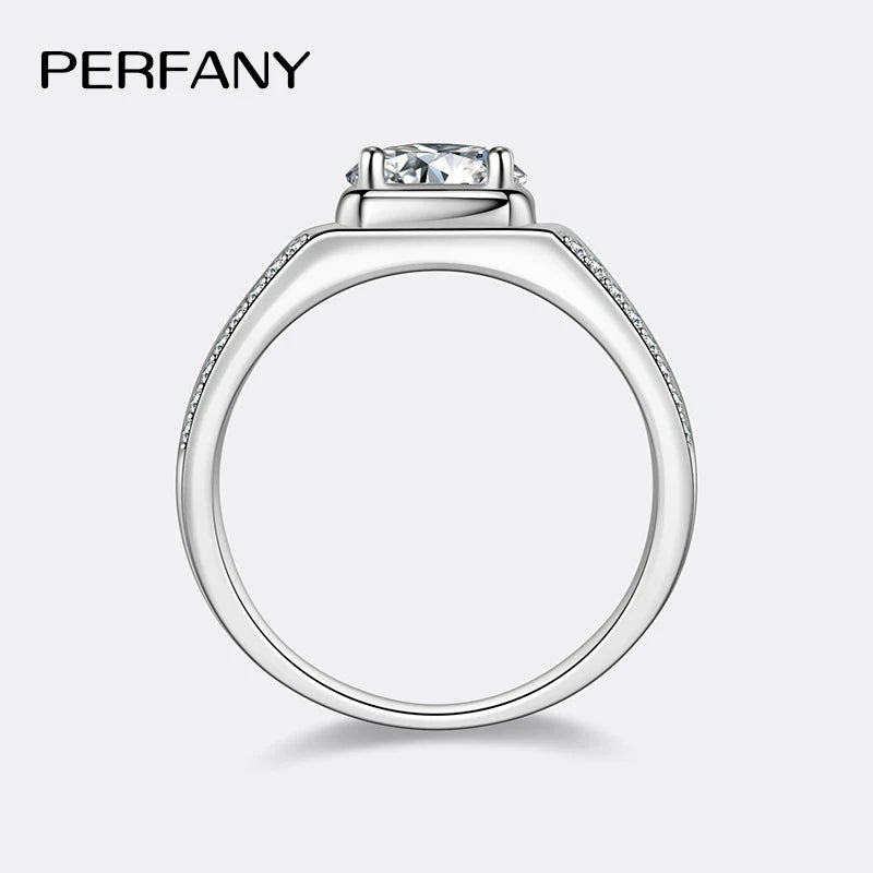 PERFANY 1CT Moissanite Ring for Men S925 Pure Silver Inlaid Laboratory Diamond Engagement Ring Wedding Luxury Jewelry - Madeinsea©