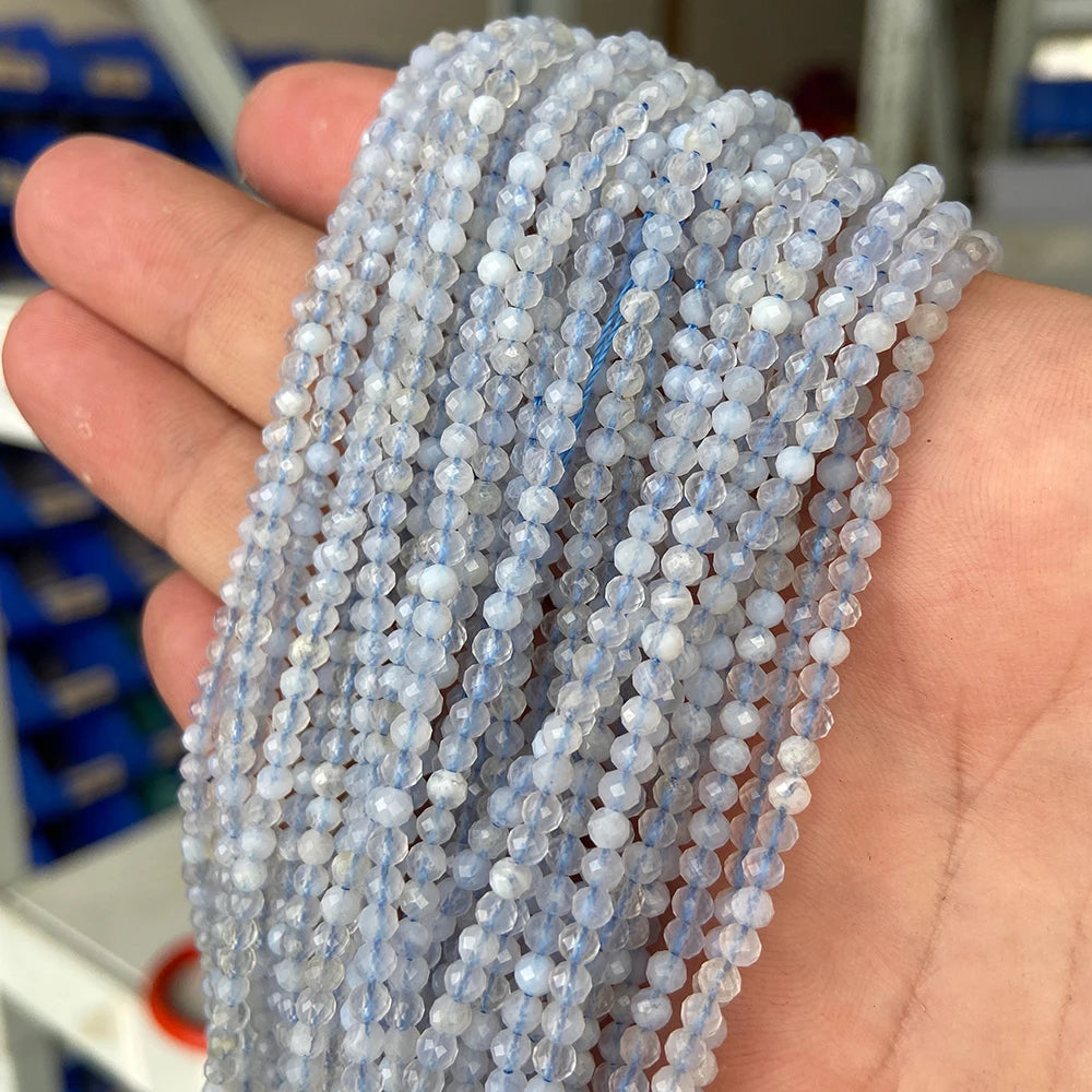 2025 New 2mm 3mm Natural Stone Beads Blue Quartzs Crystal Turquois Aquamarines Beads For Beadwork DIY Bracelet Accessories 38CM