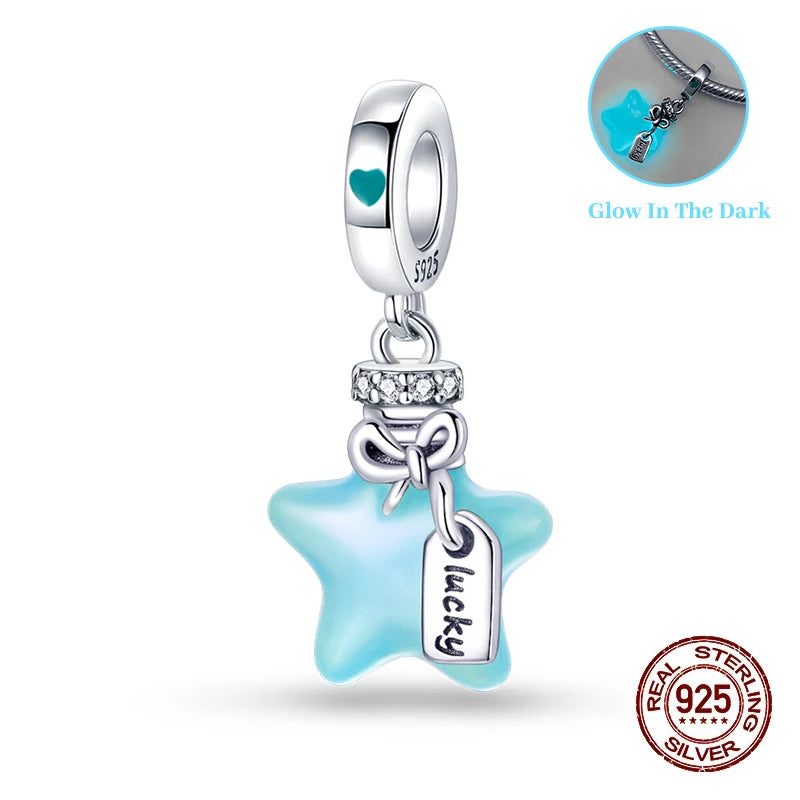 Classic 925 Sterling Silver Beads Luminous Firefly Star Chameleon Charms Pendants Fit Original Bracelet DIY Jewelry For Woman