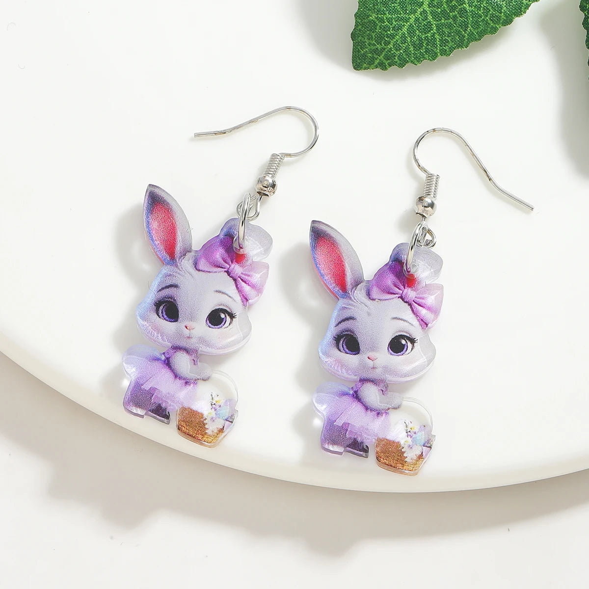 2025 Cartoon Easter Egg Rabbit Drop Earrings Cute Acrylic Purple Animal Jewelry Gift For Girls Festival Decoration Accessories