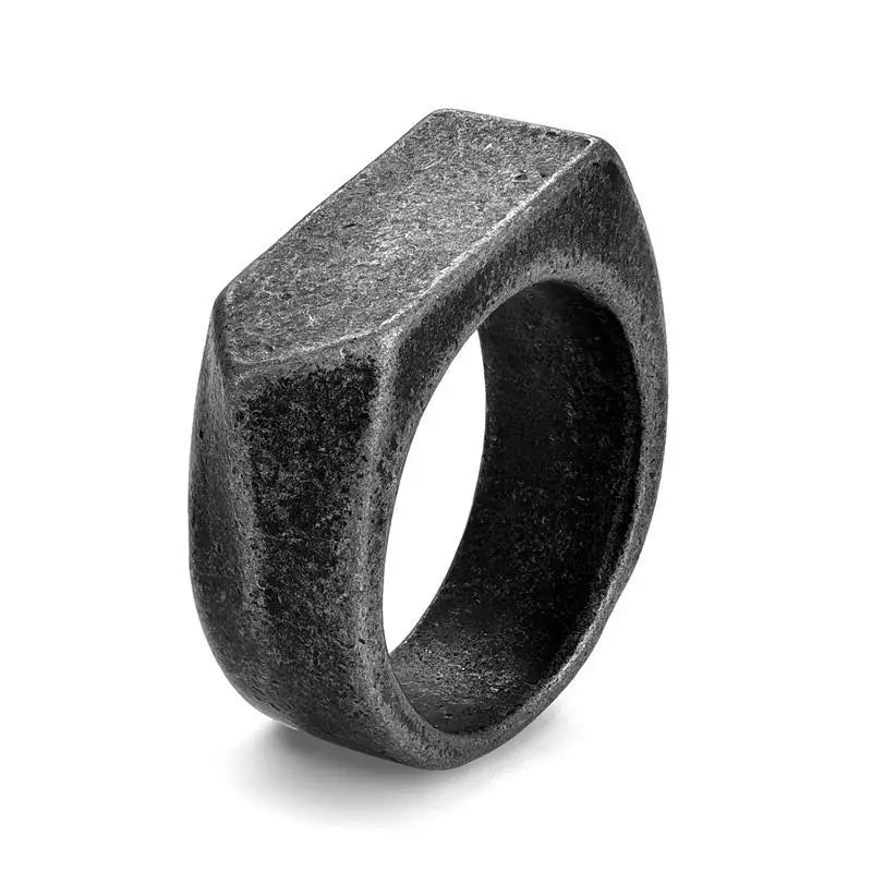 Vintag Steel Ring Square Flat Top 316L Titanium Steel Blank Plain Men Ring Personality Jewelry Smooth Surface Jewelry Wholesale