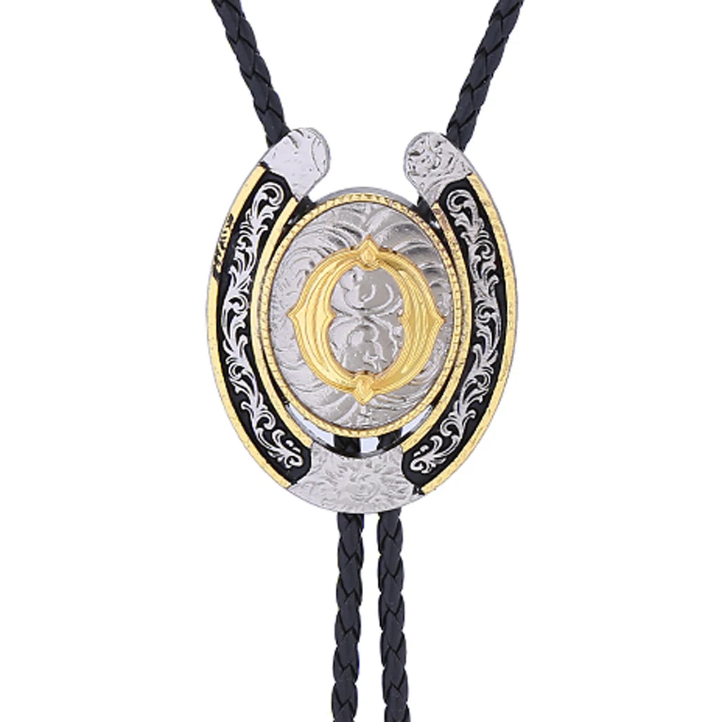 European and American horseshoe letters bolo tie large