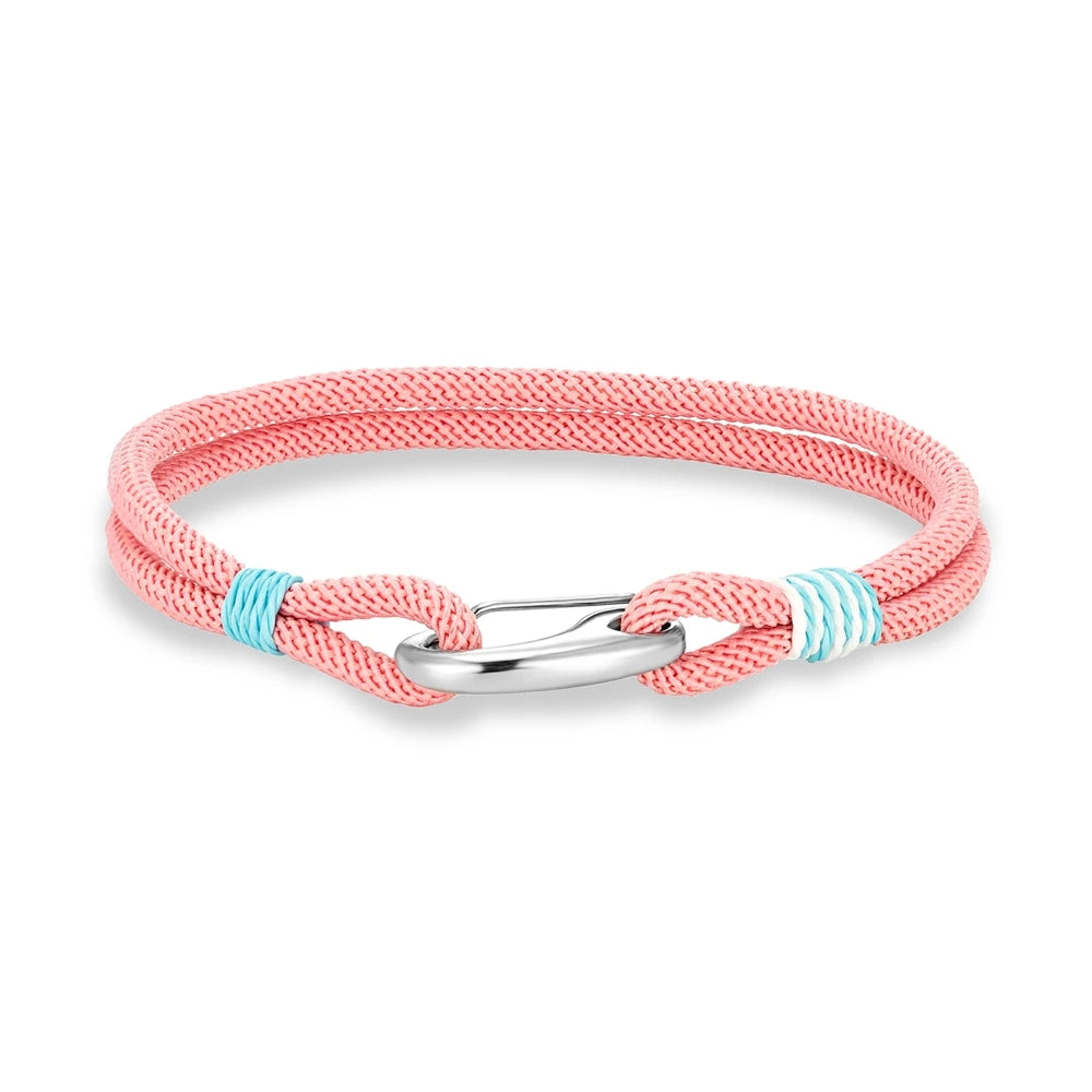 MKENDN Fashion Stainless Steel Lobster Spring Clasp Double Strand Braided Rope Bracelet for Men Women Couple Jewelry Gifts