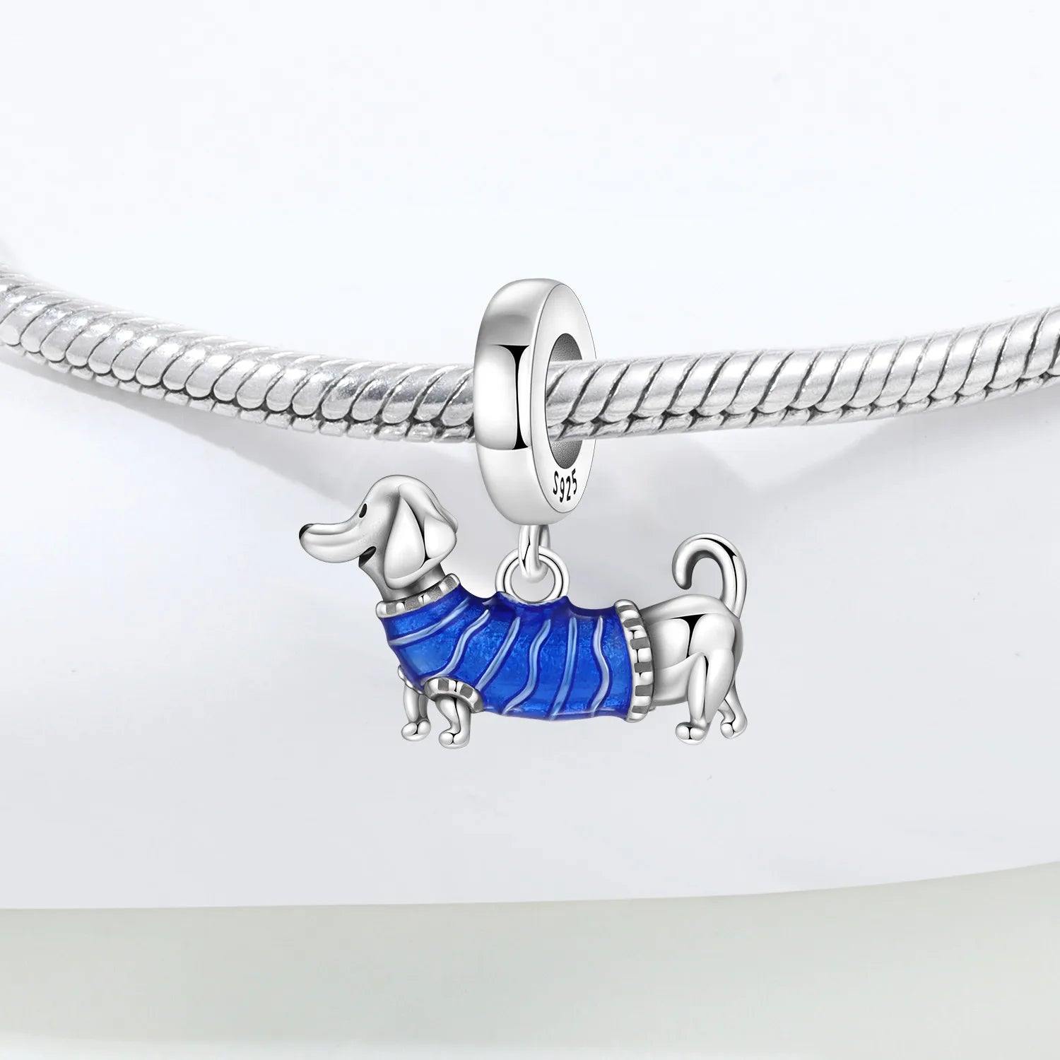 PANPOKI 925 Sterling Silver Sausage Dog Animal Beads Original Pendants Bracelet Charm Jewelry Party DIY Trendy Gifts