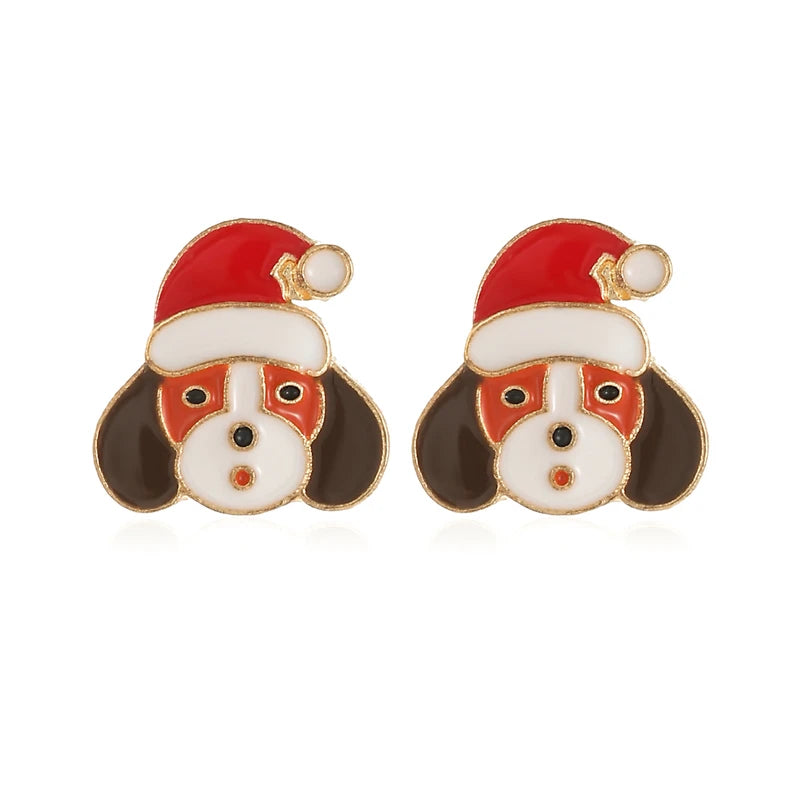 New Fashion Christmas Earrings for Women Cute Cartoon Gingerbread Man Zircon Elk Snowflake Xmas Tree Pearl Earring Girl Jewelry