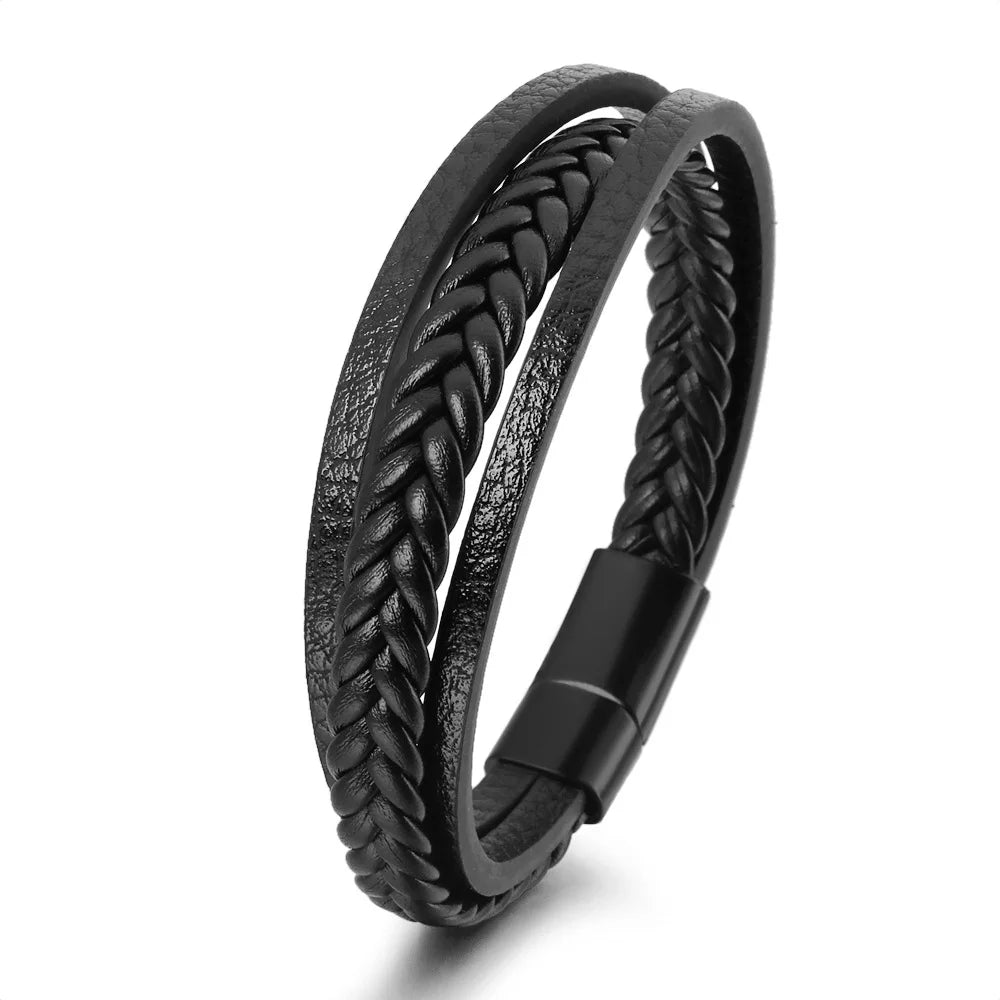 Trendy  Leather Bracelets For Men Multilayer Braided Rope Bracelets For Male Bracelets Jewelry Pulsera Hombre - Madeinsea©