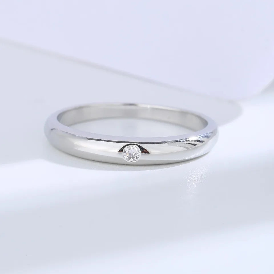 Buyee 925 Sterling Silber Dünner Ring Fingerring Hellweißer Zirkonia Ring Für Frau Mann Mode Hochzeit Edler Schmuck Kreis mit Box
