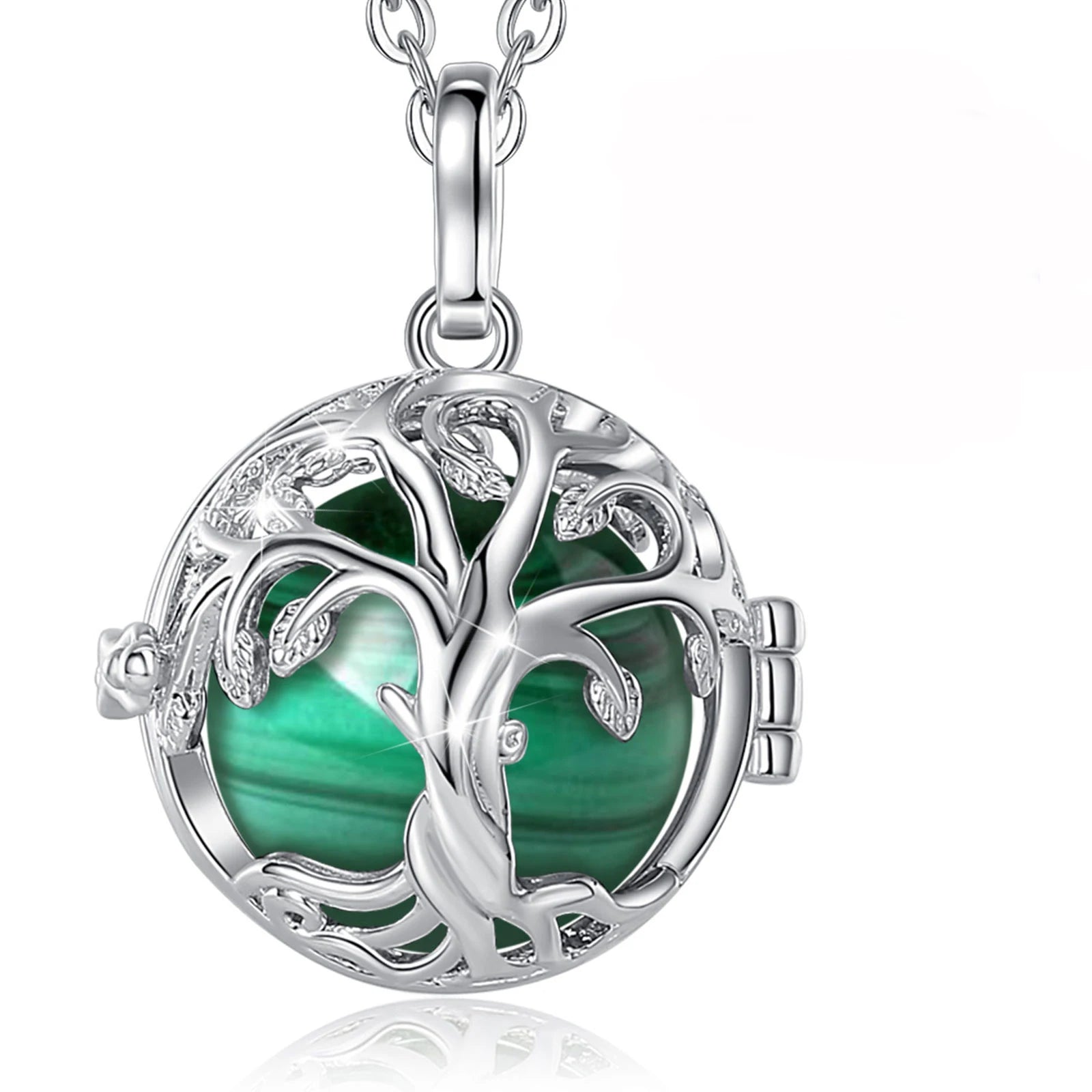 Eudora Tree of Life Cage Amethyst Necklace Energy Healing Crystal Stone Obsidian Lapis Pendant Spiritual Jewelry Meditation Gift