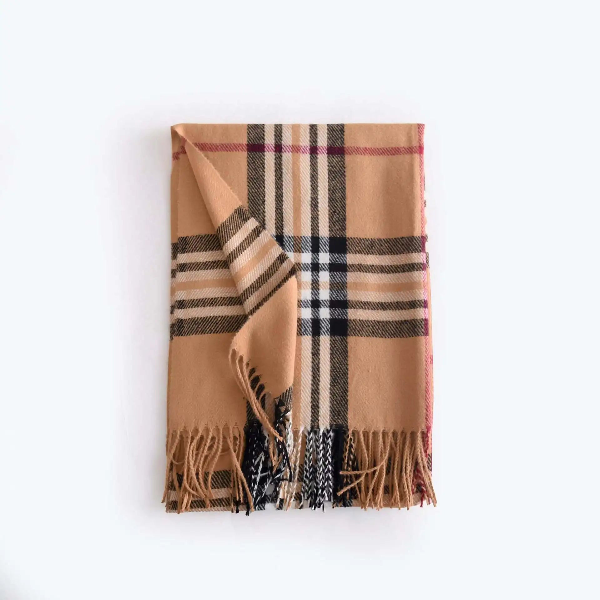 Autumn & Winter Imitation Cashmere Headscarf, New Korean - Japanese Sweet Style, Medium - Long Plaid, Warm Shawl & Scarf