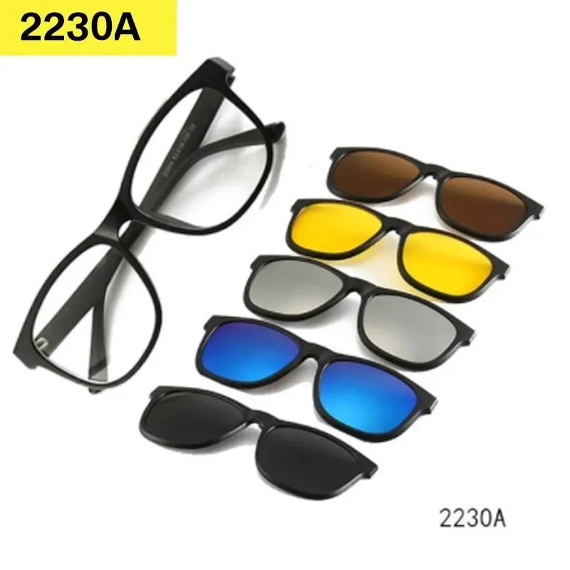 6 In 1 Custom Men Women Polarized Optical Magnetic Sunglasses Clip Magnet Clip on Sunglasses Polarized Clip on Sun Glasses Frame