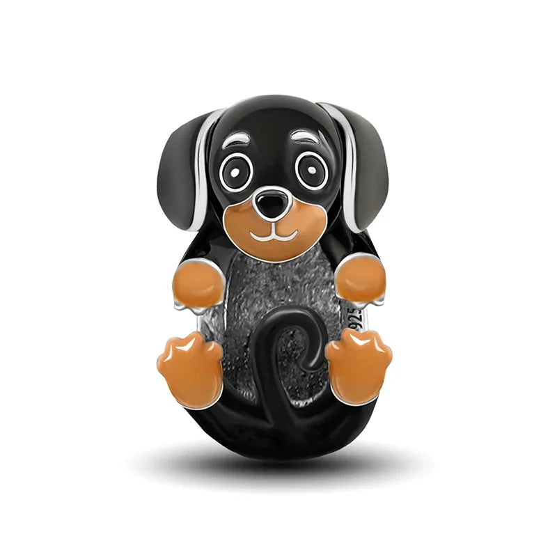 925 Sterling Silver Pink Chameleon  Luminous Firefly Dog Charms Bead Fit Diy Bracelet Bangle Making Gift of High Quality Jewelry