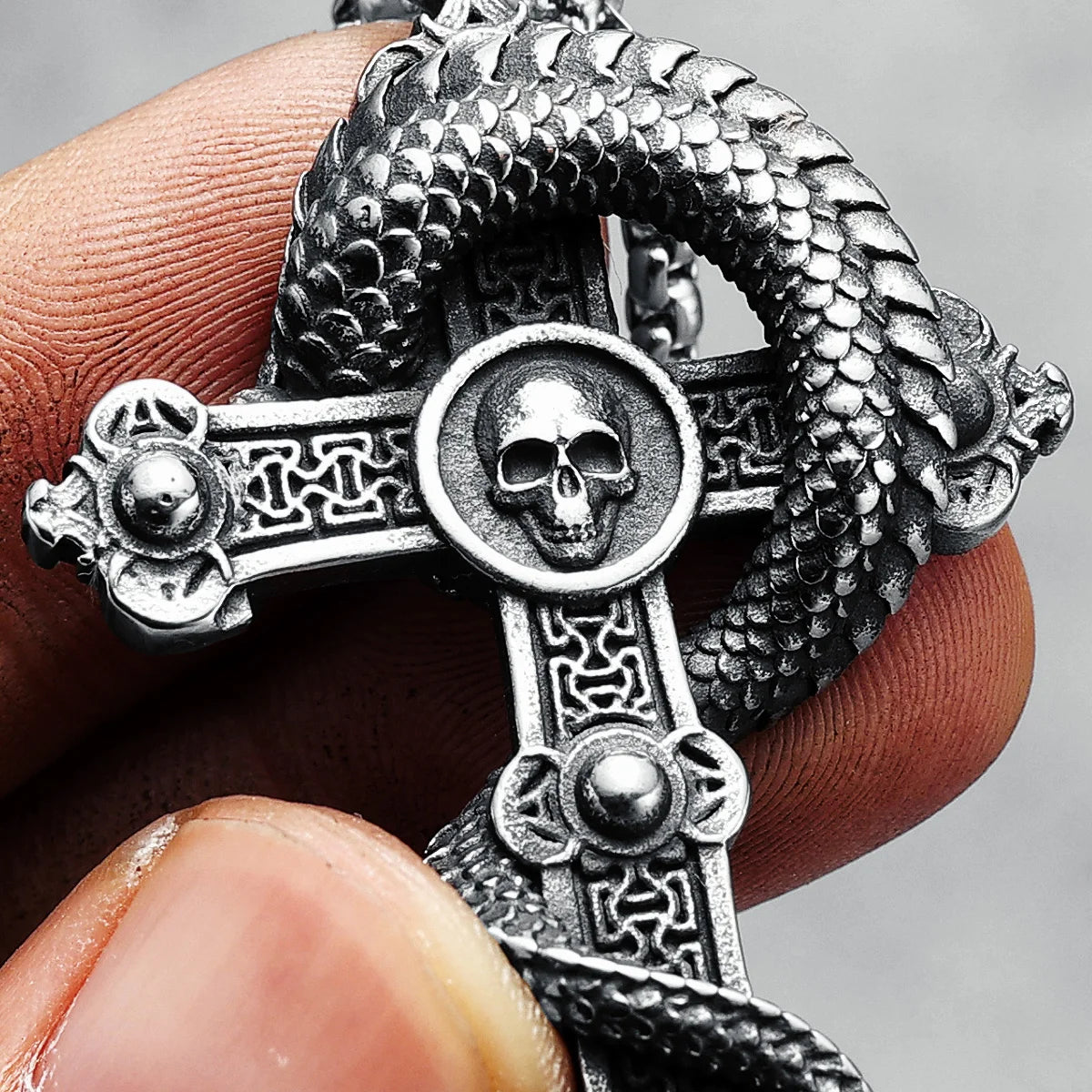 316L Edelstahl Kreuz Anhänger Drache Crucifixo Hotico Männer Halskette Kette Religion Rock Punk Rap für Biker Männer Schmuck Geschenk
