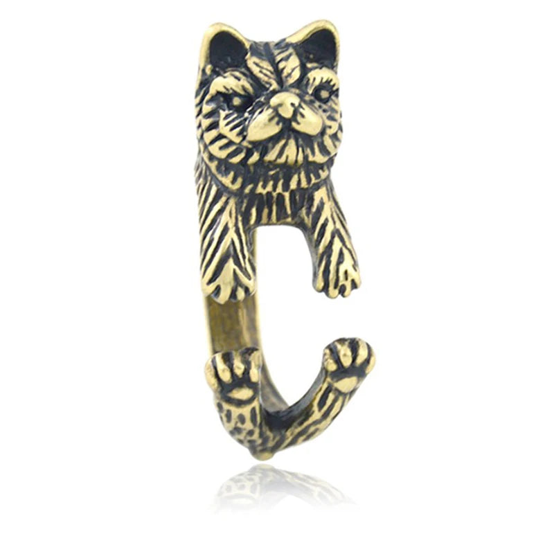 Vintage Brass Knuckle Pet Cat Ring Punk Cute Animal Anillos Couple Rings For Women Jewelry Bague Femme Men Anel Best Party Gift