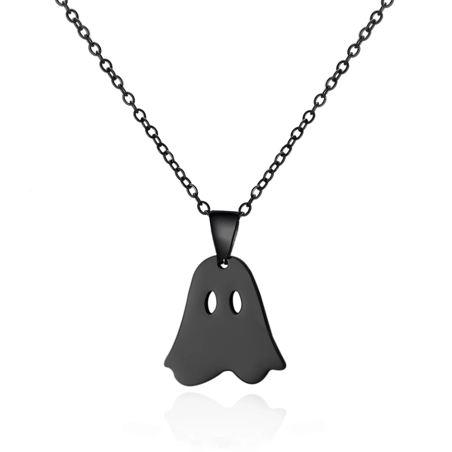 Stainless Steel Simple Personalized Ghost Pendant Necklace For Women Men Funny Pumpkin Clavicle Choker Halloween Party Jewelry