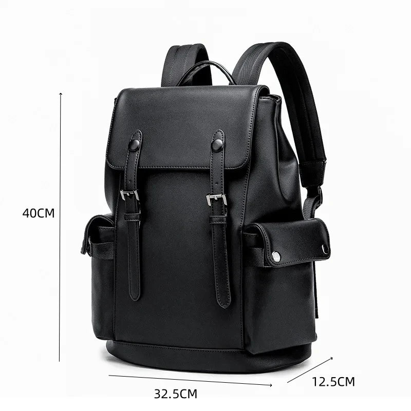 New Fashion Backpack Men Luxury Solid Leather Men's Backpack Business Travel Laptop Backpack Male High Capacity School Bag