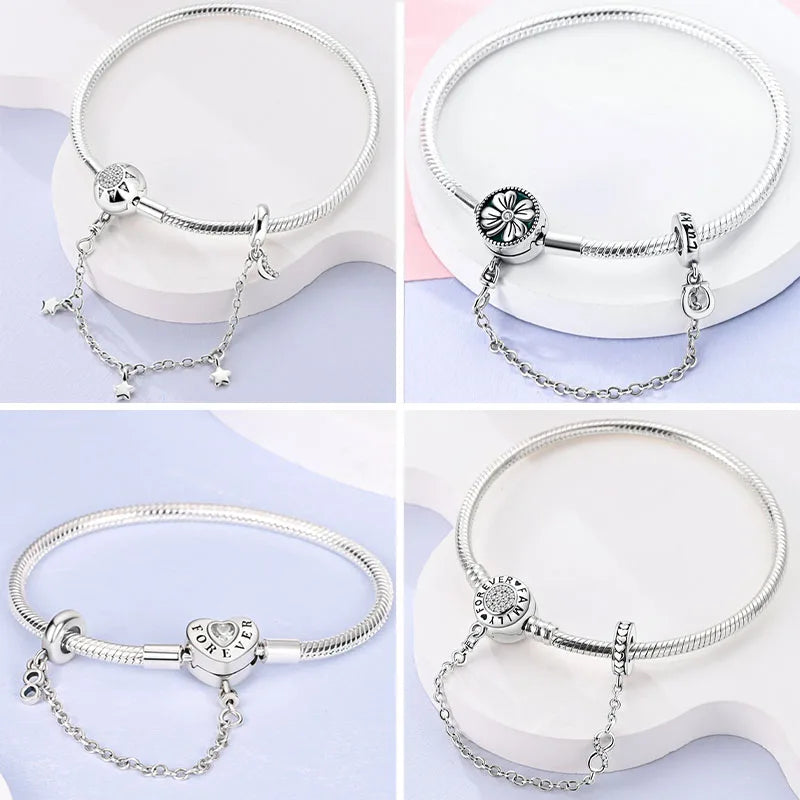 New Original 925 Sterling Silver Bracelet Heart Butterfly Bracelet For Women Fit Original Bracelet Charms Beads Jewelry DIY Gift