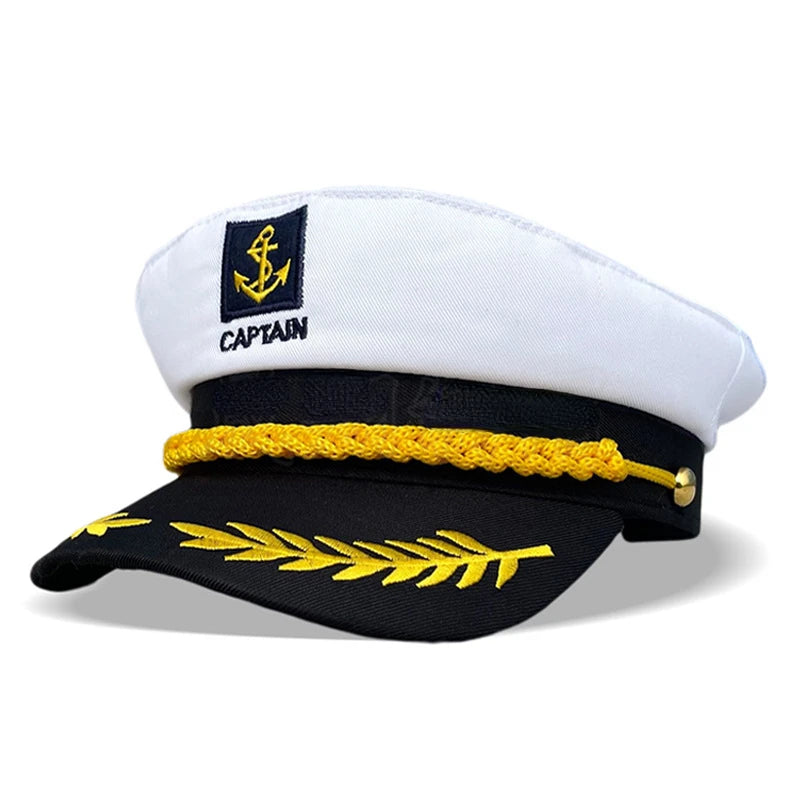 Adult Yacht Military Hats Boat Skipper Ship Sailor Captain Costume Hat Adjustable Cap Navy Marine Admiral For Men Women