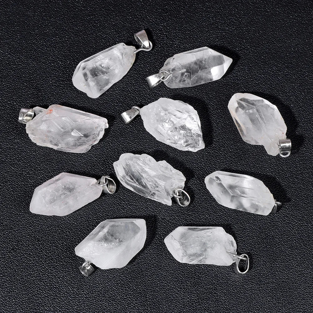 5pcs/lot Natural Stone Pendant Irregular Rough Quartz Crystal Energy Charms For Jewery Making Earrings Necklace DIY Accessories