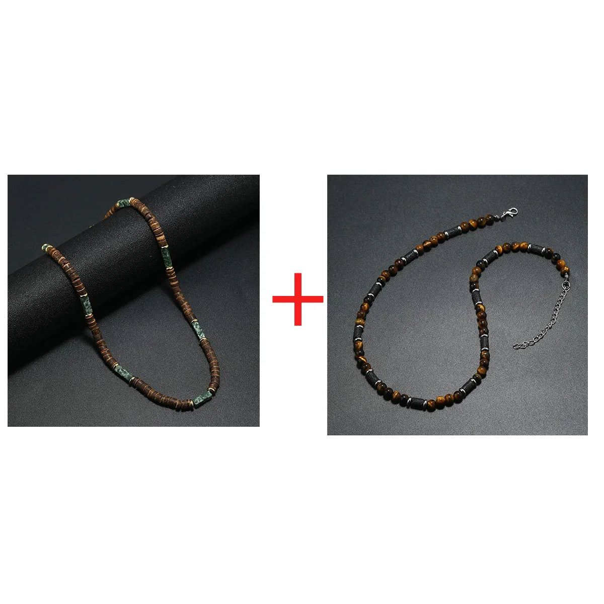 Vintage Bohemian Summer Jewelry Ethnic Style Jewelry Brown Coconut Shell Wood Beads Natural Stone Necklace Men's Jewelry