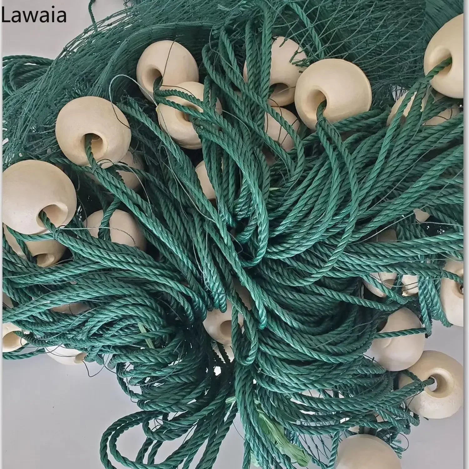 Lawaia Green Multifilament Fishing Trawl Net with Iron Sinker Foam Floats Fish Ponds Dragnet Pull-net 5m 10m Railing Netting