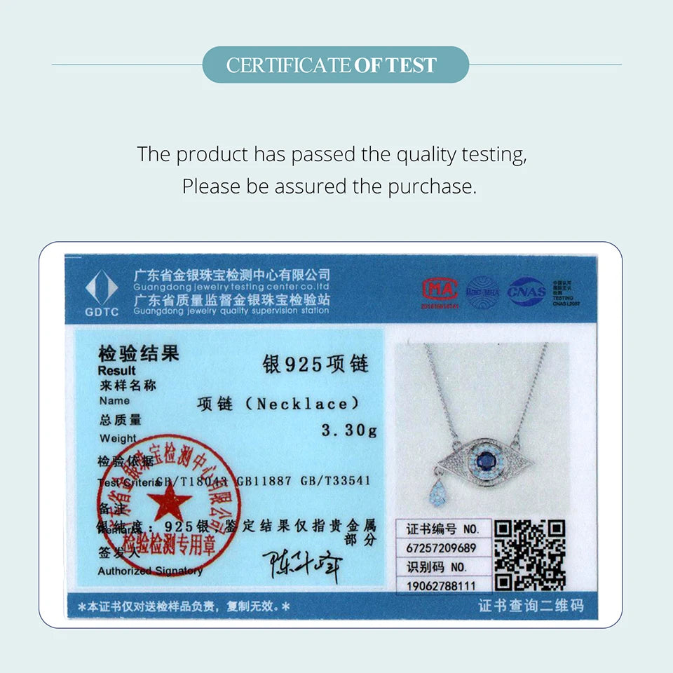 BAMOER 925 Sterling Silver Blue Devil's Eye Necklace Teardrop Bead Pendant Necklace for Women Lucky Guard Jewelry Gift