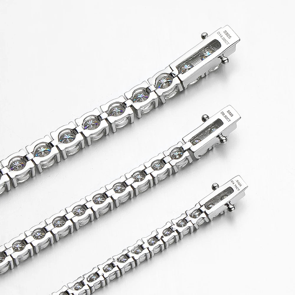 Serenity 3mm 4mm 5mm D Color Moissanite Tennis Bracelet Women Man 100% 925 Sterling Silver Plated 18K Lab Diamond Hand Chain GRA - Madeinsea©