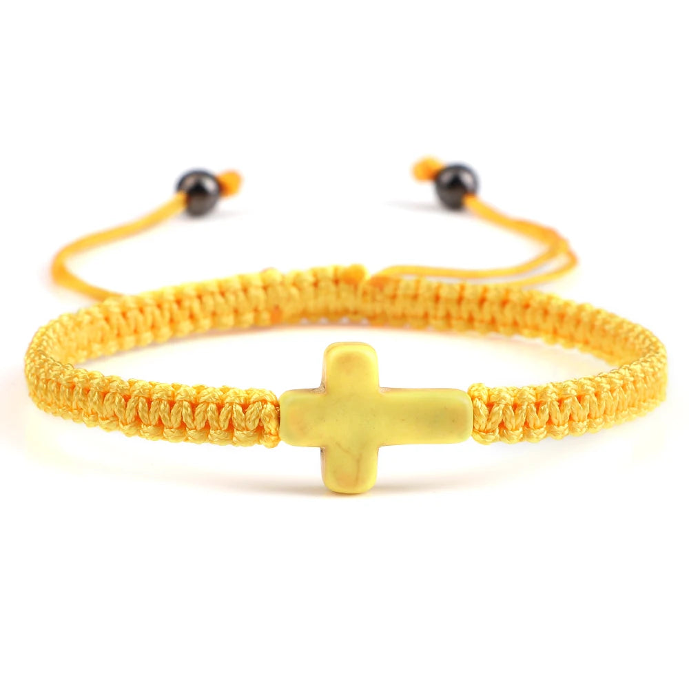 Hand Woven Jesus Cross Bracelet For Men Women Red Black Thread Braided Lucky Bracelet Fashion Couple Bracelet Friendship Jewelry