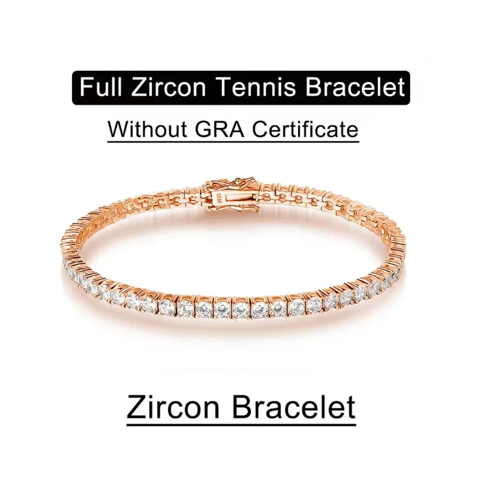 Serenity 3mm 4mm 5mm Moissanite Tennis Bracelet For Women Man Gift S925 Sterling Silver Plated 18K Moissanite Hand Chain Jewelry - Madeinsea©