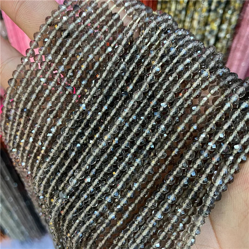 2 3mm Natural Labradorite Quartz Moonstone Crystal Stone Beads Round Faceted Loose Beads For Jewelry Making DIY Bracelet 15.5"