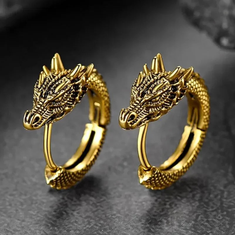 CAOSHI Fashion Male Hoop Earrings Animal Dragon Accessories for Women Trendy Daily Party Metallic Style Jewelry for Unisex